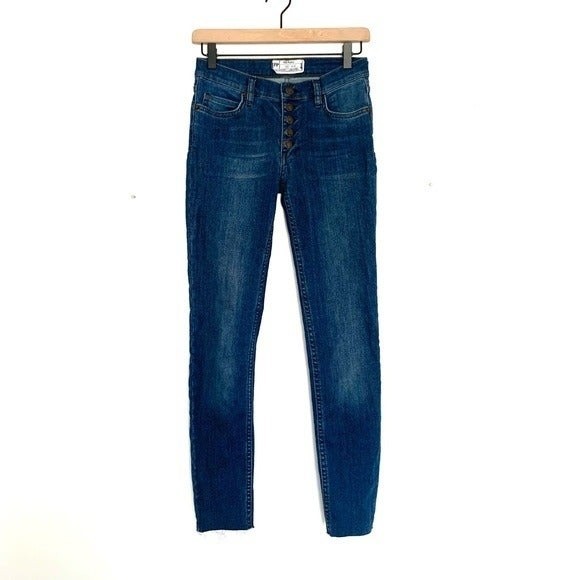 Free People Button Fly Reagan Raw Hem Skinny Jean - Picture 4 of 9